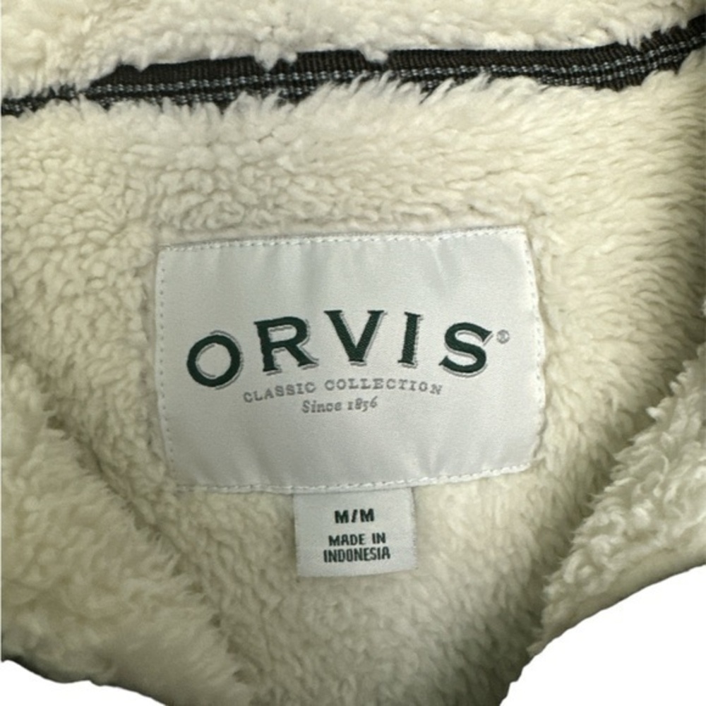 Orvis Mens 1/4 Zip Heavy Pullover Long Sleeve Sherpa Lined Knit Brown M‎ - Picture 3 of 5
